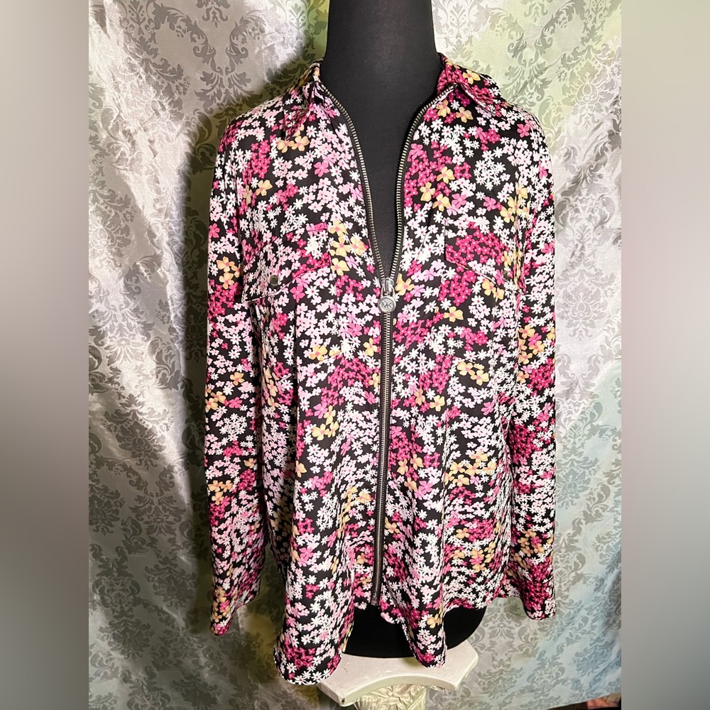 MICHAEL Michael Kors Floral Utility Jacket - Pink, Yellow, White, Black